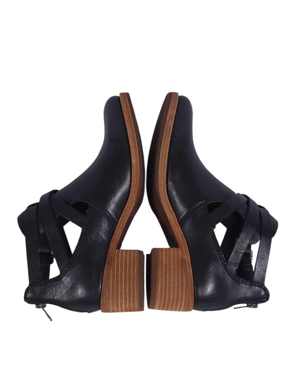 Kork-Ease Black Leather Ankle Booties with Buckle Straps - Picture 5 of 9